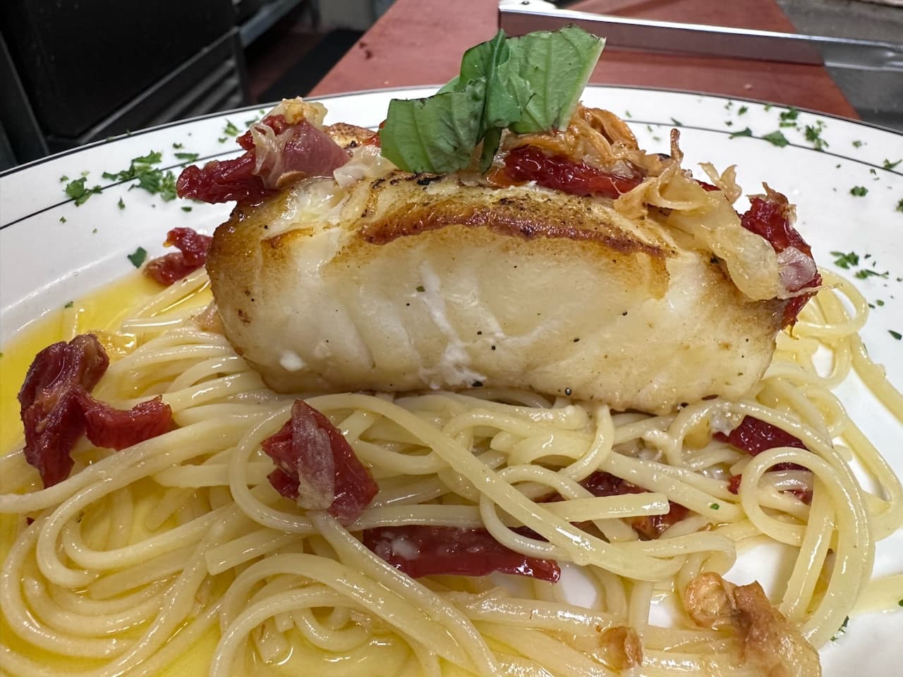 CHILEAN SEA BASS GARLIC AND OIL